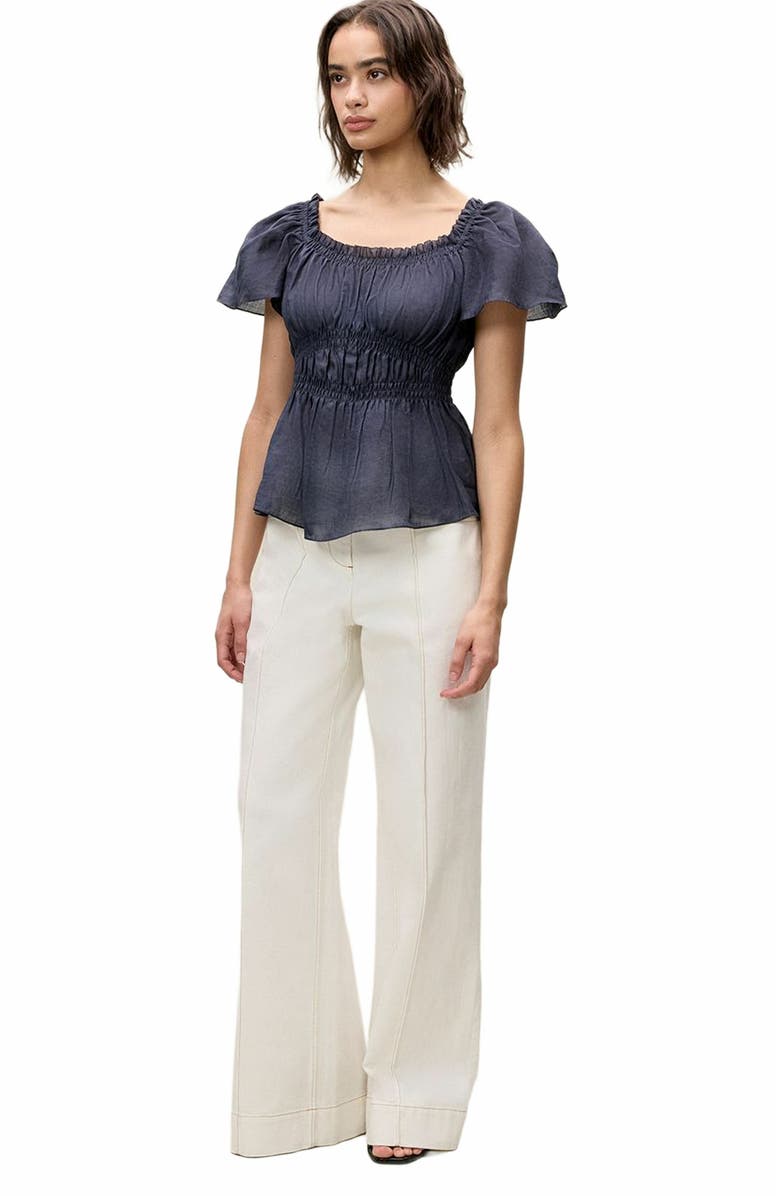 Rebecca Taylor Anya Ramie Top, Alternate, color, Navy