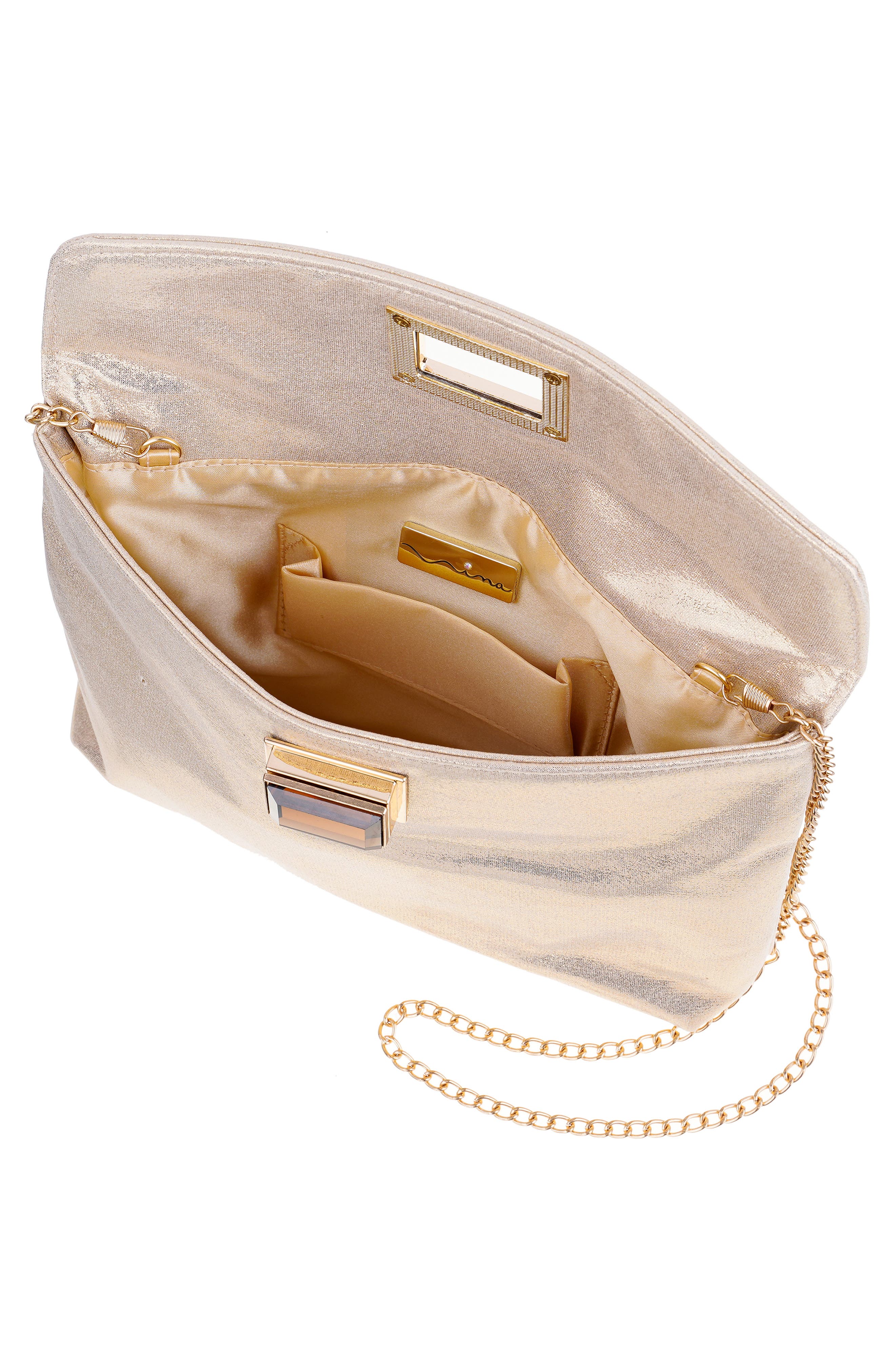 Grayson Crystal Turnlock Clutch, Alternate, color, GOLD