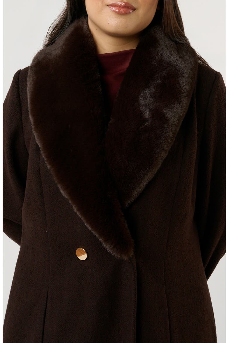 Alastair Double Breasted Coat with Removable Faux Fur Collar, Alternate, color, MOCHA