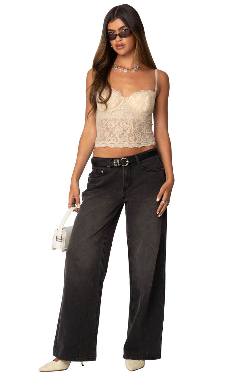 EDIKTED Charisma Lace Camisole, Alternate, color, Beige