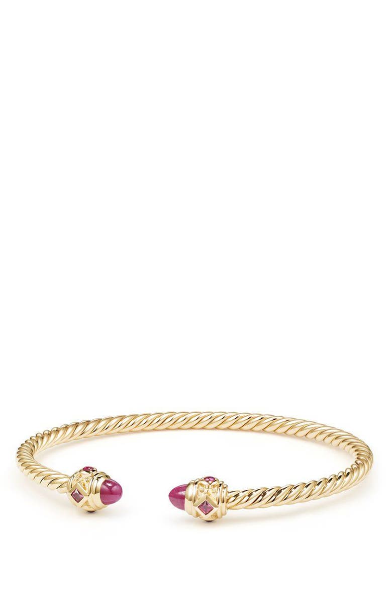 David Yurman Renaissance Bracelet in 18K Gold, 3.5mm, Main, color, Gold/ Ruby