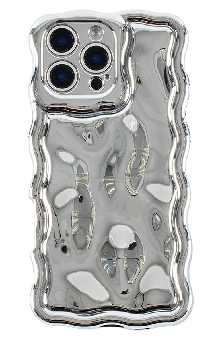Auramma Chrome Wavy iPhone 16 Pro Max Case, Main, color, Silver Meteorite