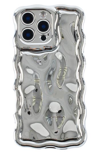 Auramma Chrome Wavy Iphone 16 Pro Max Case In Silver Meteorite