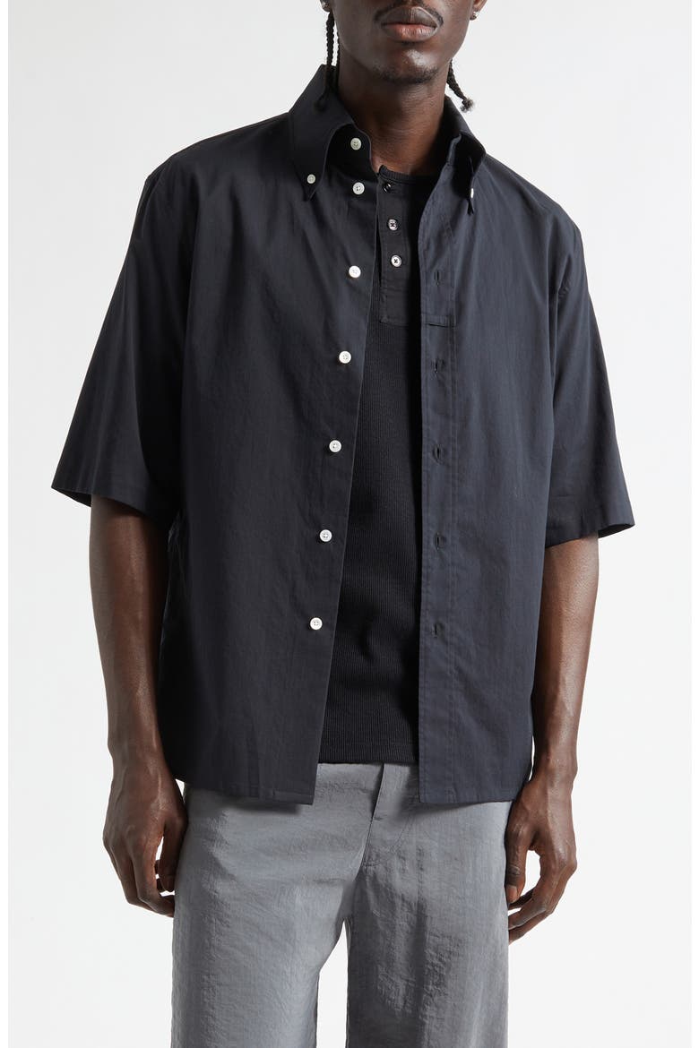Lemaire Short Sleeve Shirt ショートスリーブシャツ Lemaire Short Sleeve Cotton Muslin Button-Down Shirt (Men) | Nordstrom