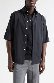 Lemaire Short Sleeve Cotton Muslin Button-Down Shirt