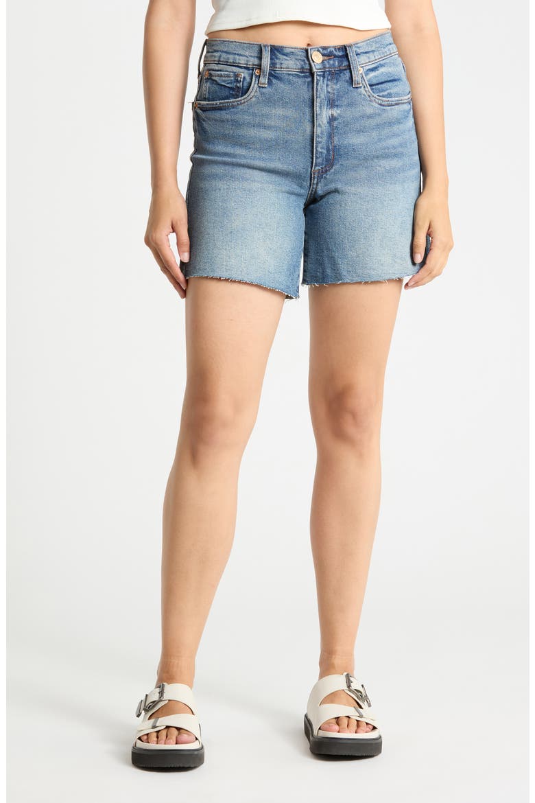 Layne High Waist Raw Hem Shorts, Main, color, KONA