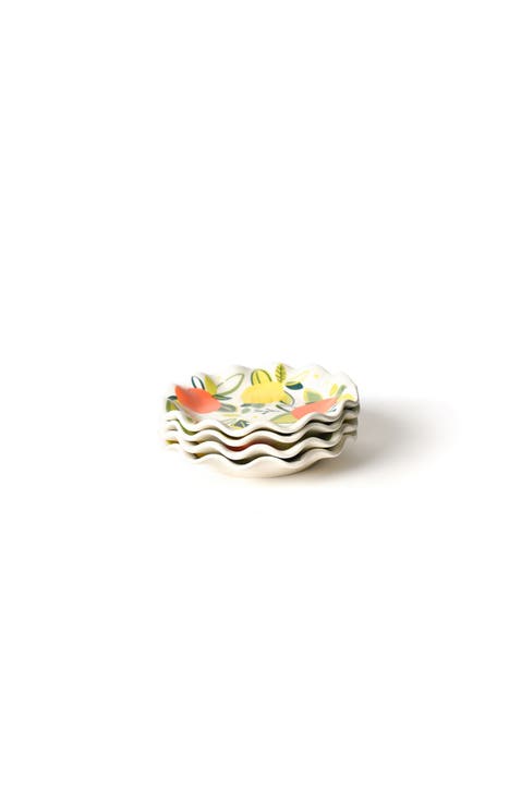 Citrus Print Ruffle Salad Plate Set of 4