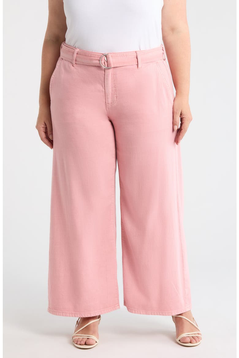 Stride Belted High Waist Ankle Wide Leg Jeans, Main, color, MISTY BLUSH