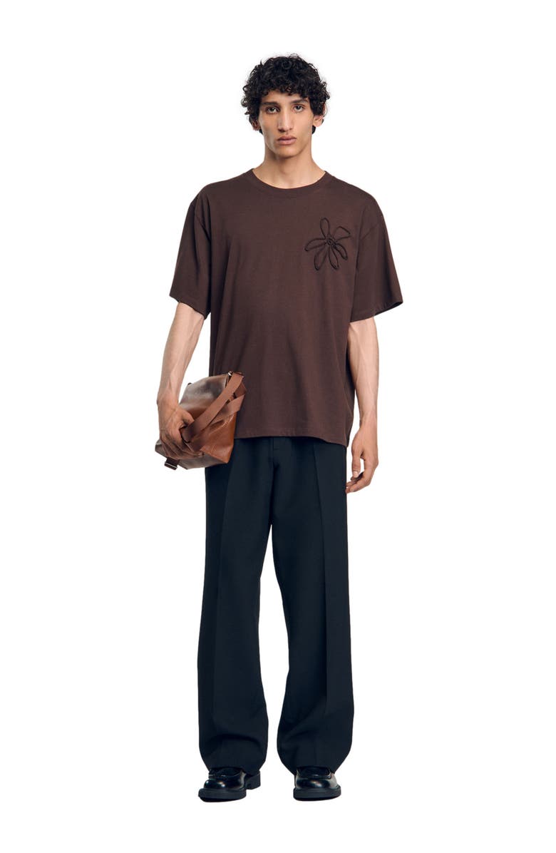 SANDRO Oversized flower T-shirt, Alternate, color, 