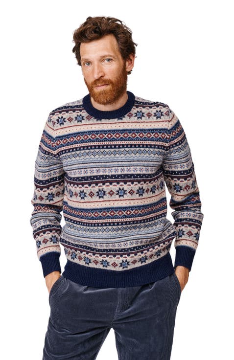 Fair Isle Crew Neck Wool Sweater