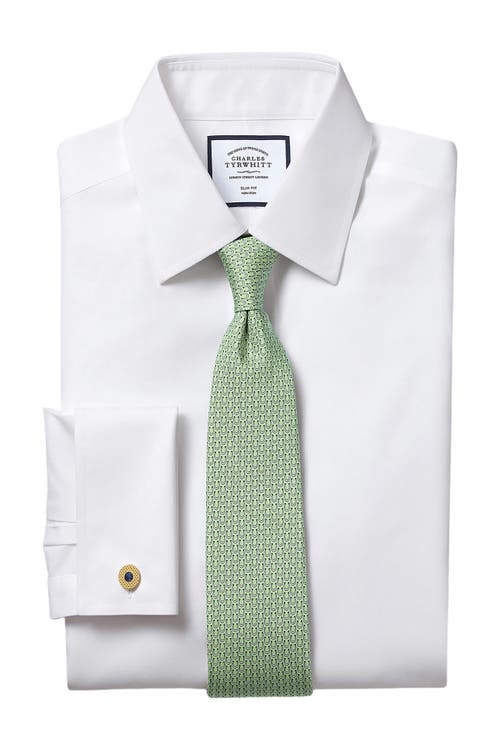 CHARLES TYRWHITT CHARLES TYRWHITT NON-IRON POPLIN SLIM FIT SHIRT DOUBLE CUFF