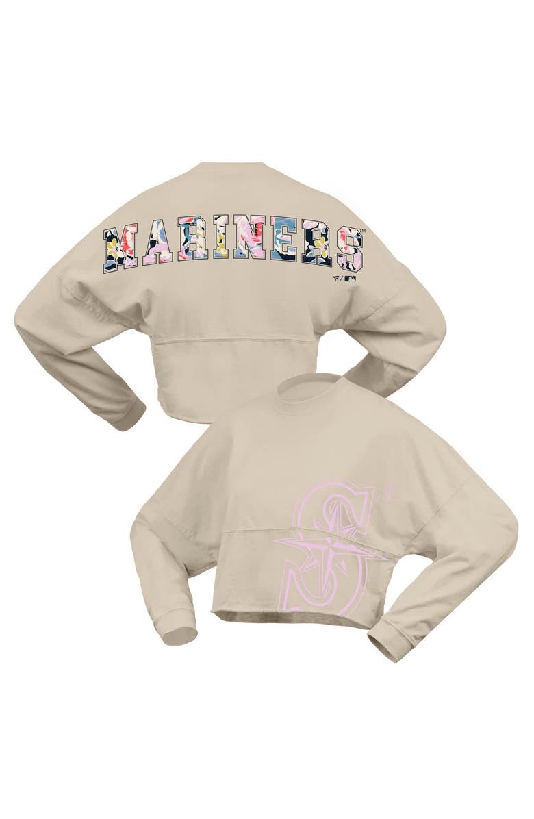 FANATICS Women's Fanatics  Cream Seattle Mariners Floral Preppy Cropped Long Sleeve T-Shirt, Alternate, color, 