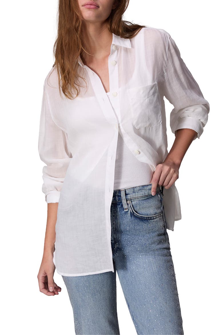 Maxine Linen Button-Up Shirt, Main, color, WHITE