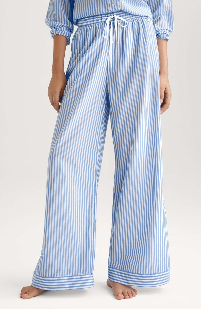 Tommy John Stripe High Waist Woven Sleep Pants, Main, color, Vista Blue Coastal Stripe