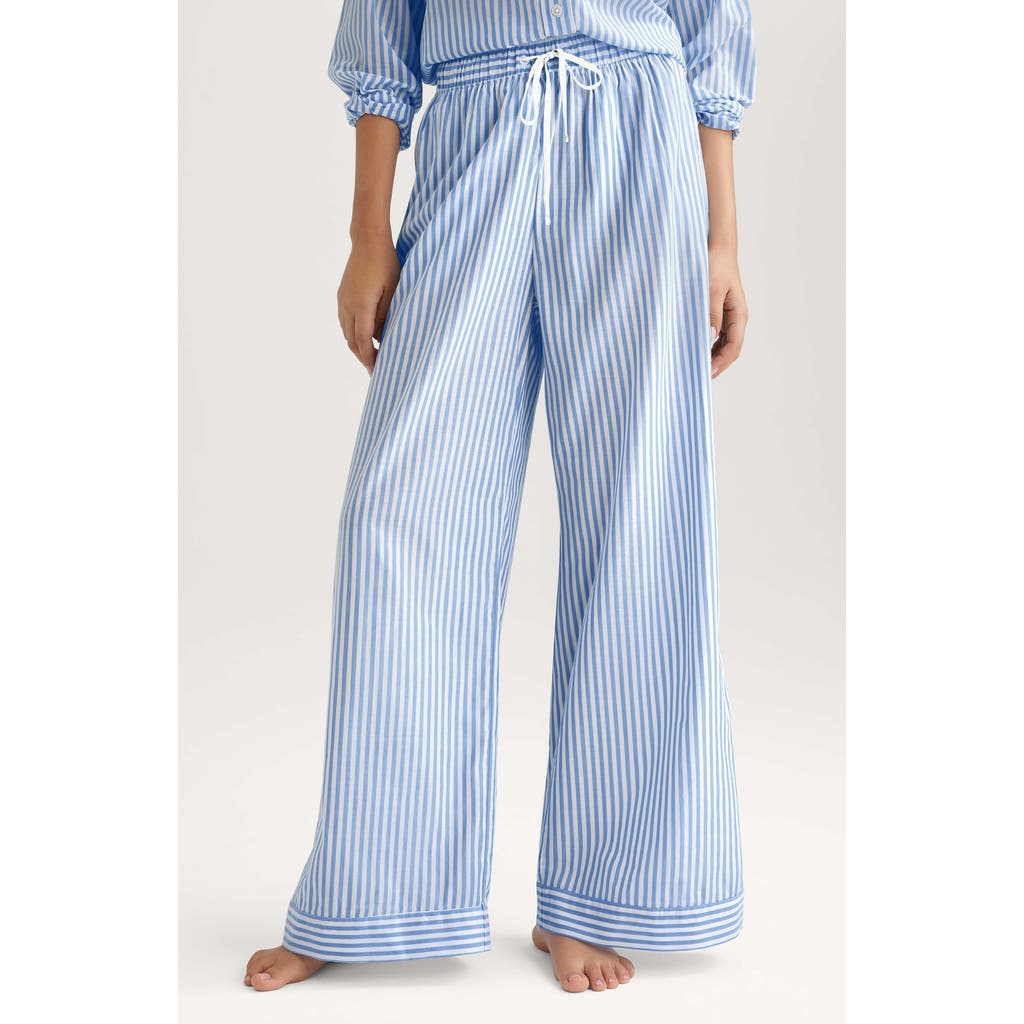 Tommy John Stripe High Waist Woven Sleep Pants in Vista Blue Coastal Stripe at Nordstrom, Size Small