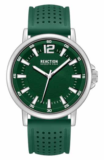 Perforated Silicone Strap Watch, 44mm