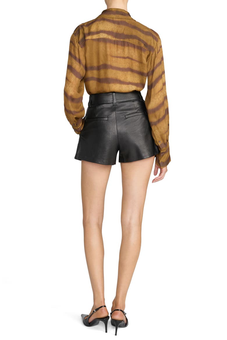 The Structural Leather Shorts, Alternate, color, BLACK