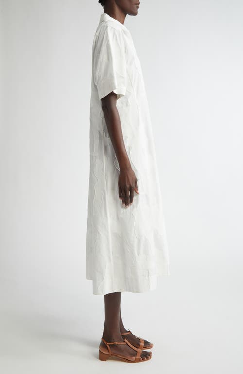 Lafayette 148 New York Gestures Cotton Blend Jacquard A-line Dress In White