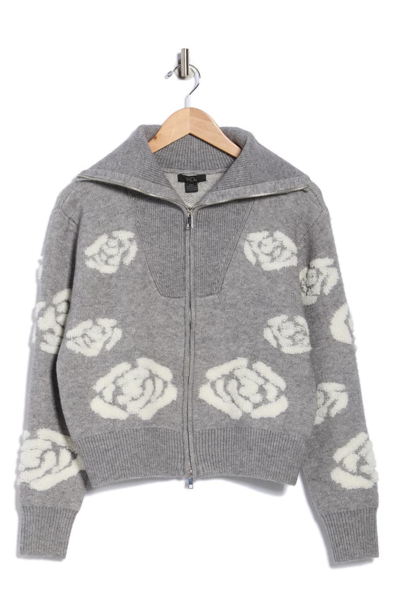RDI Troyer Roses Quarter Zip Pullover, Alternate, color, Grey