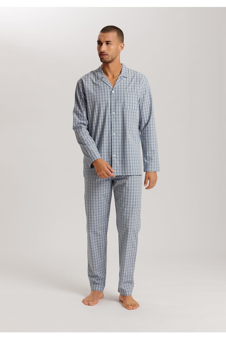 Night And Day Notch Collar Cotton Pajama Set, Alternate, color, Sea Breeze Check