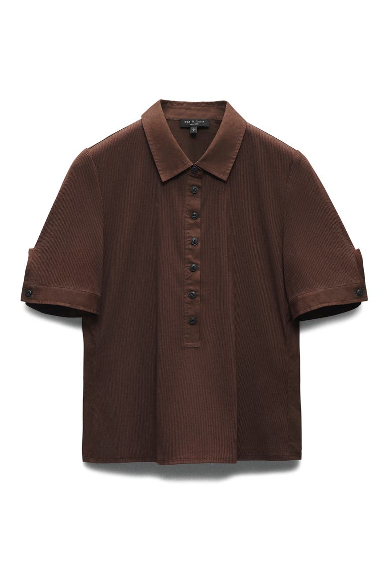 Mixed Media Rib Polo, Alternate, color, CHOCOLATE