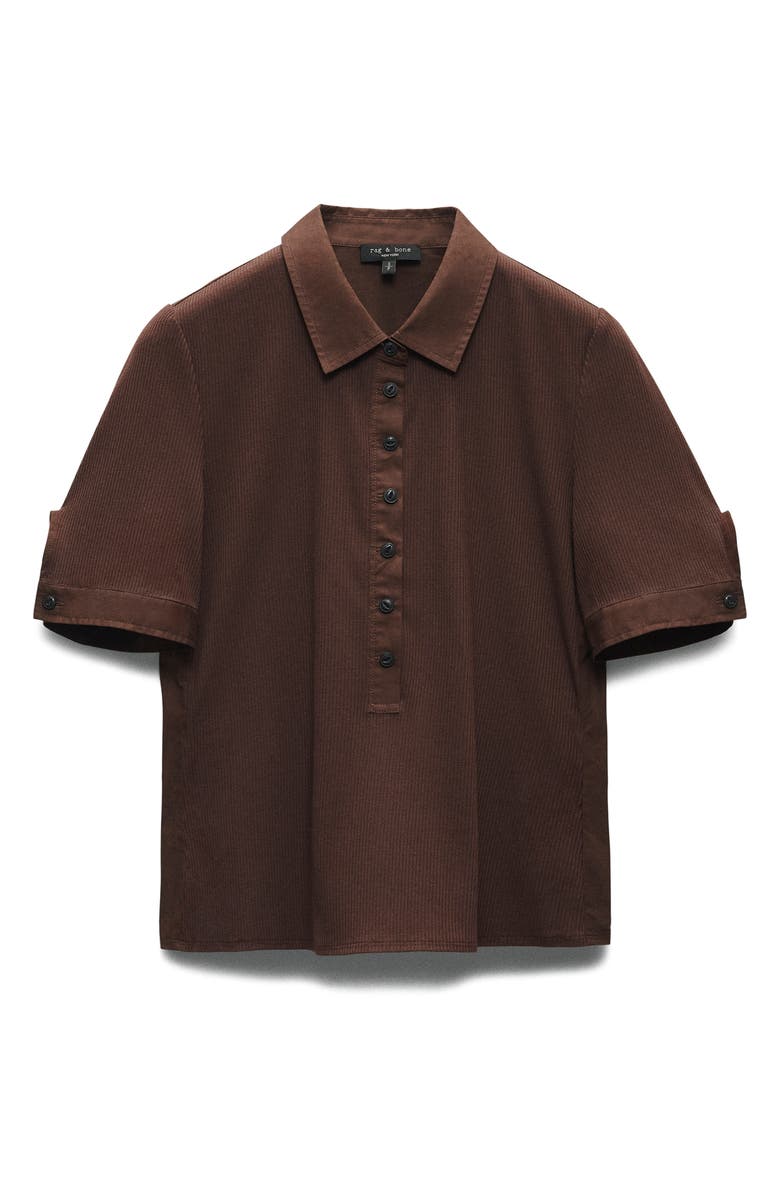 rag & bone Mixed Media Rib Polo, Alternate, color, Chocolate