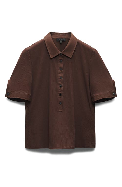 Rag & Bone Mixed Media Rib Polo In Brown