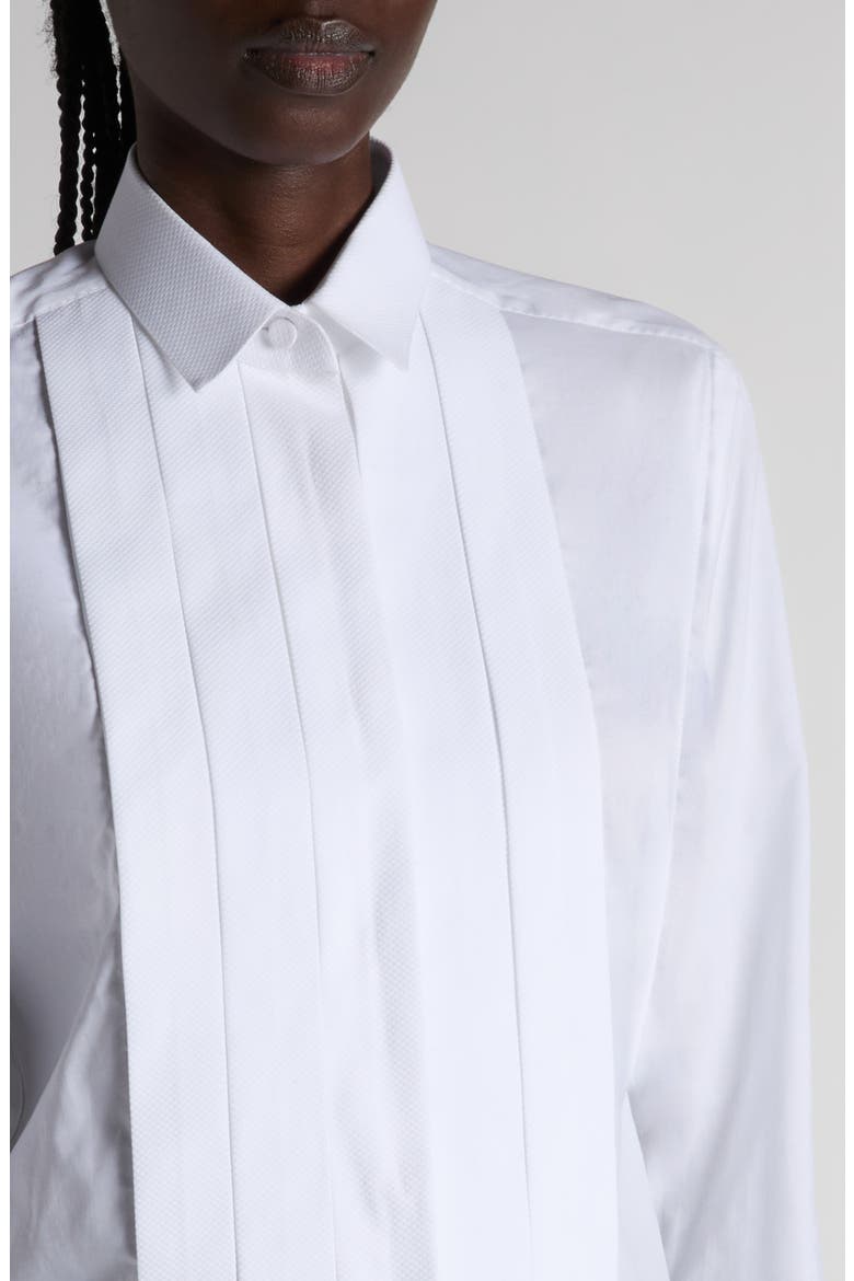 Pleated Bib Cotton Twill Shirt, Alternate, color, WHITE
