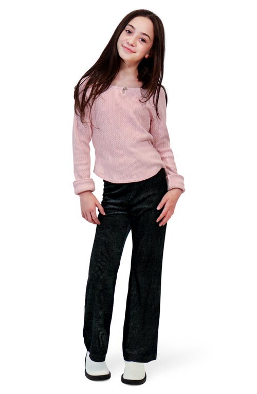 TRUCE TRUCE KIDS' WAFFLE STITCH LONG SLEEVE TOP 