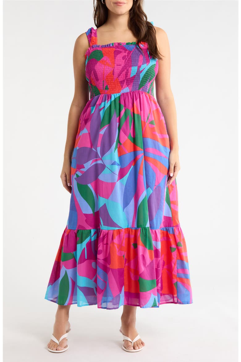 Vemmy Abstract Tayla Geo Print Maxi Dress, Main, color, MAGENTA-BLUE-GREEN