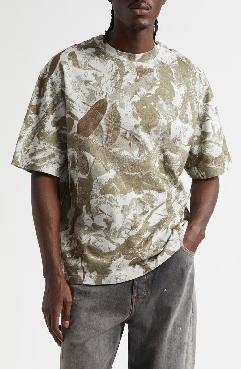 Acne Studios Abstract Camo Organic Cotton T-Shirt, Main, color, 