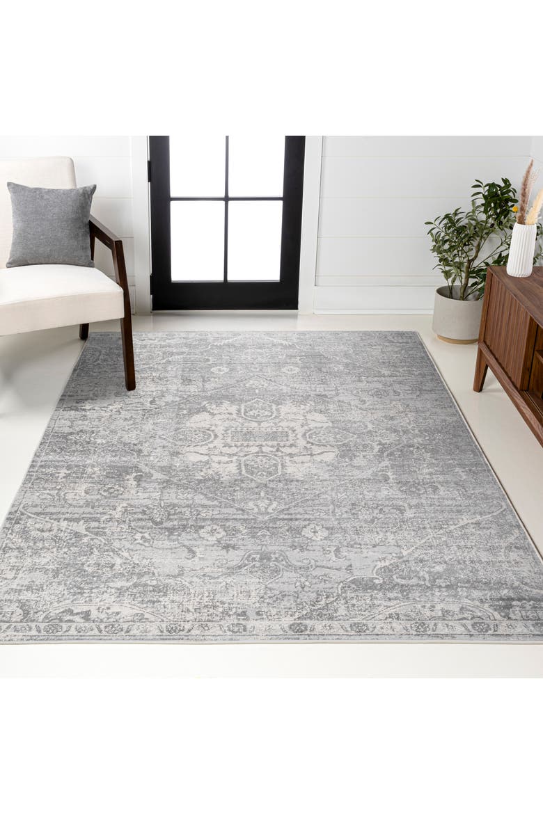 Modern Persian Vintage Medallion Area Rug, Alternate, color, Gray