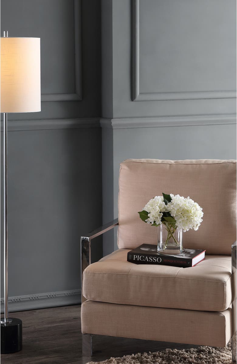 JONATHAN Y Levitt 60.5" Marble/Metal LED Floor Lamp, Black/Chrome, Alternate, color, Chrome