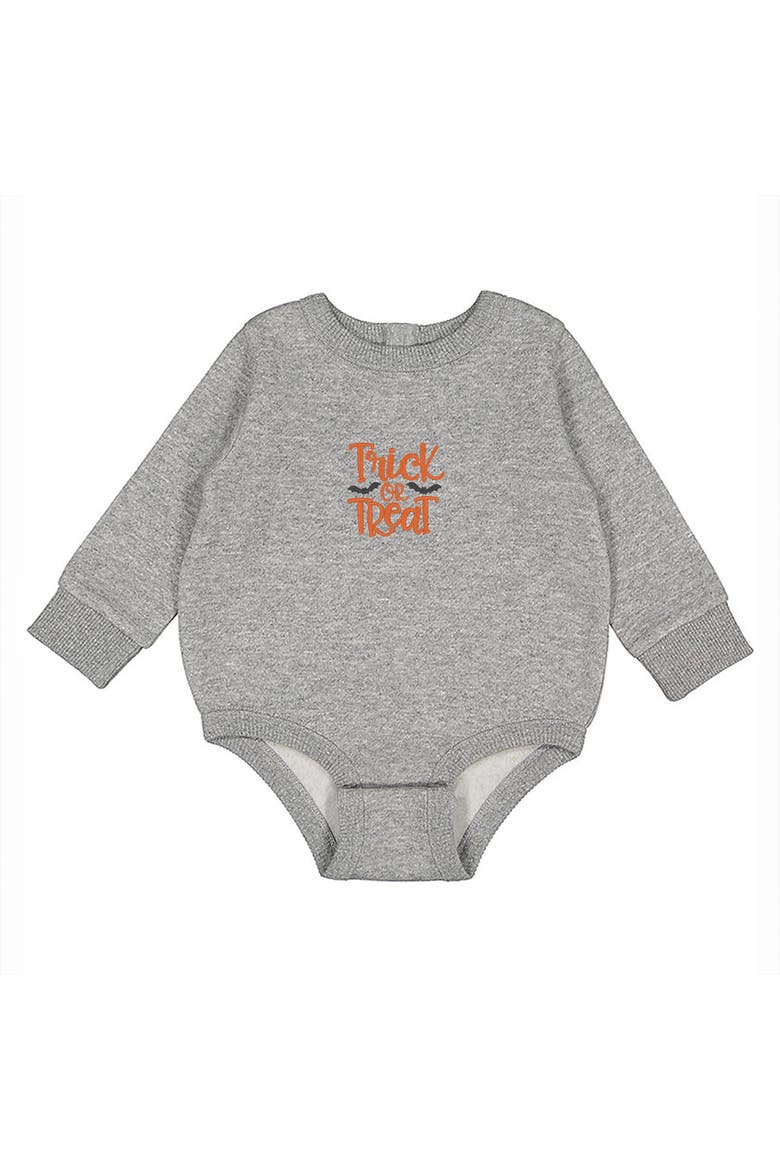 Embroidered Bats Trick or Treat Infant Fleece BodySuit, Alternate, color, Heather Grey