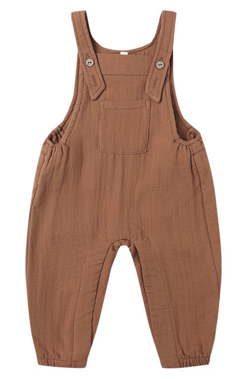 Quincy Mae Babies'  Organic Cotton Jersey Overalls In Brown