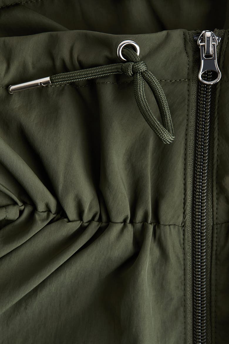 Funnel-Collar Nylon Jacket, Alternate, color, Dark khaki green