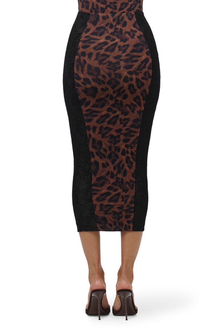 Leopard Print High Waist Midi Skirt, Alternate, color, BRUSHED LEOPARD