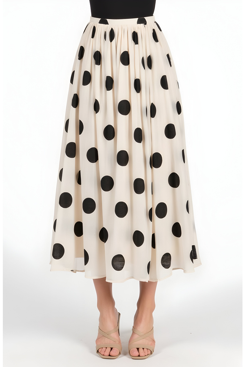 Polka Dot Pleated Midi Skirt, Main, color, Polka dot print