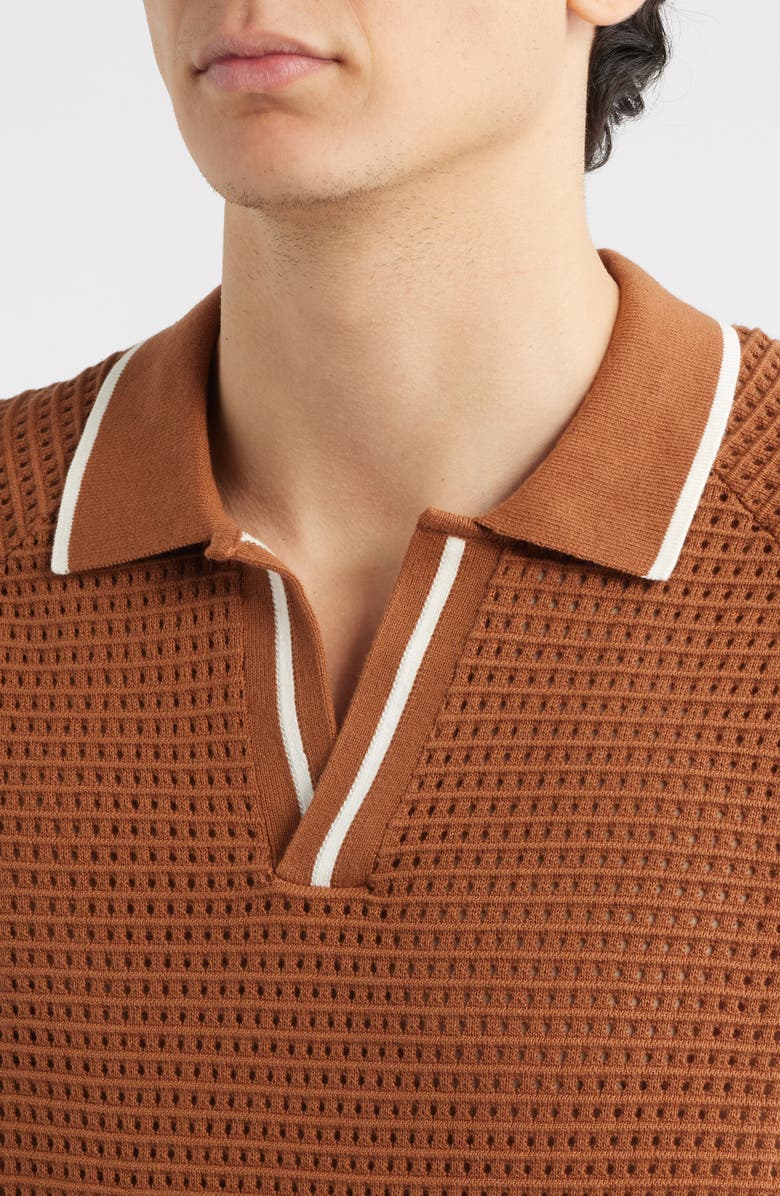 Percival Tennis Johnny Collar Sweater Polo, Alternate, color, Brown
