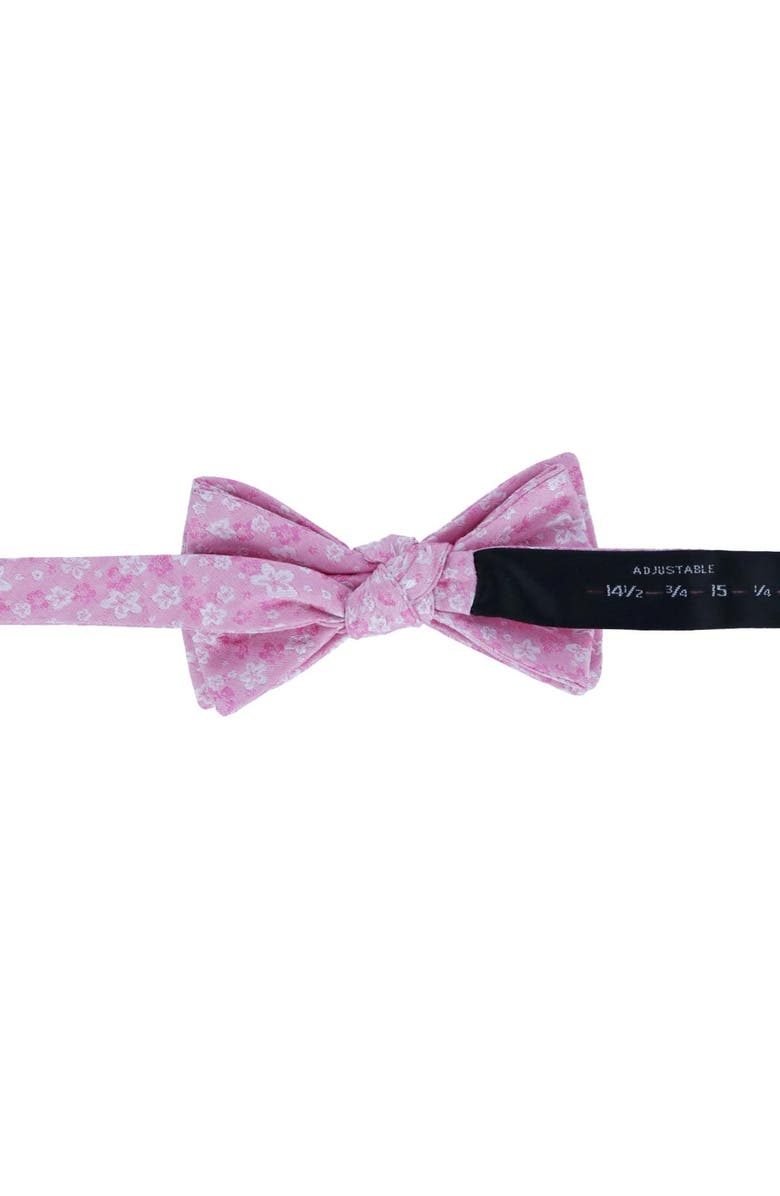 Trafalgar Hanami Cherry Blossom Burst Linen Blend Novelty Bowtie, Alternate, color, Pink