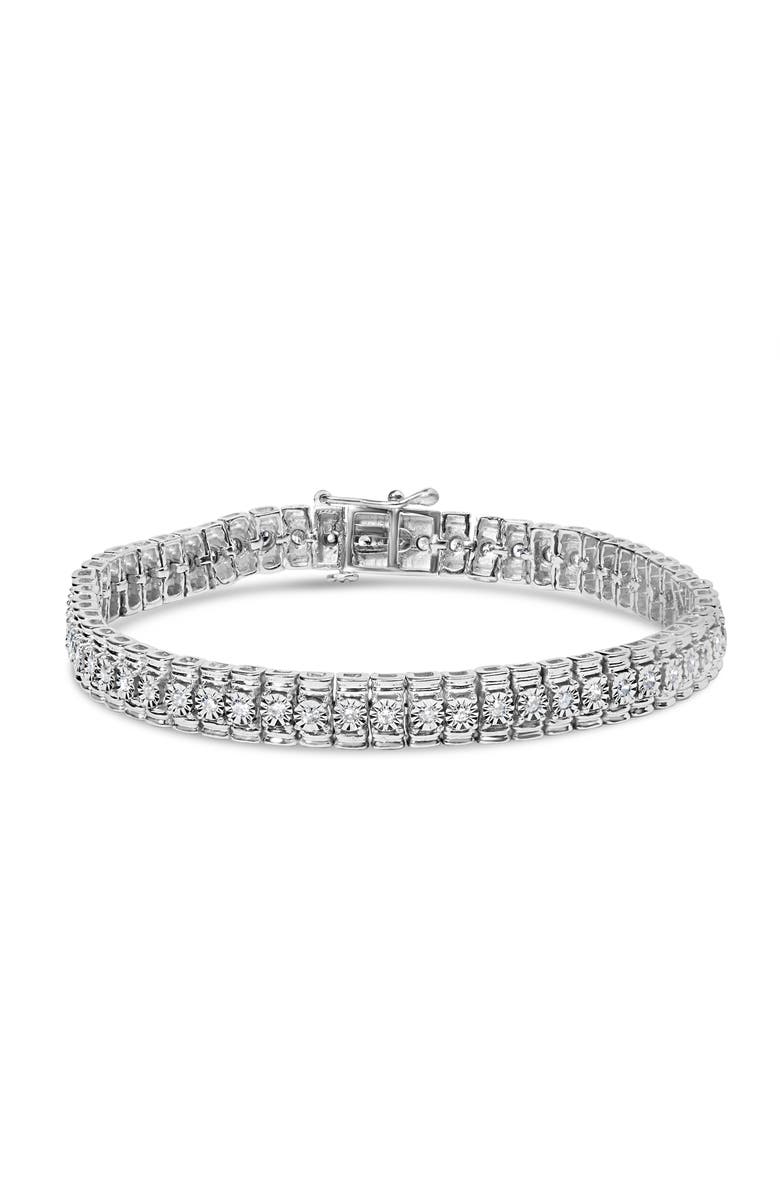 Haus of Brilliance Silver 1.0 Cttw Diamond Collar Line Link Bracelet - Size 7.25" Inches, Main, color, White