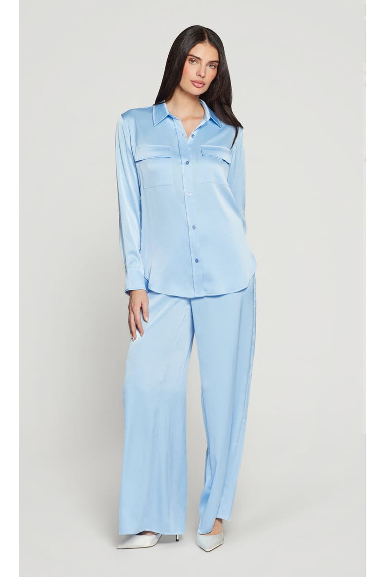 Lanier Hammered Satin Shirt, Alternate, color, Light Blue
