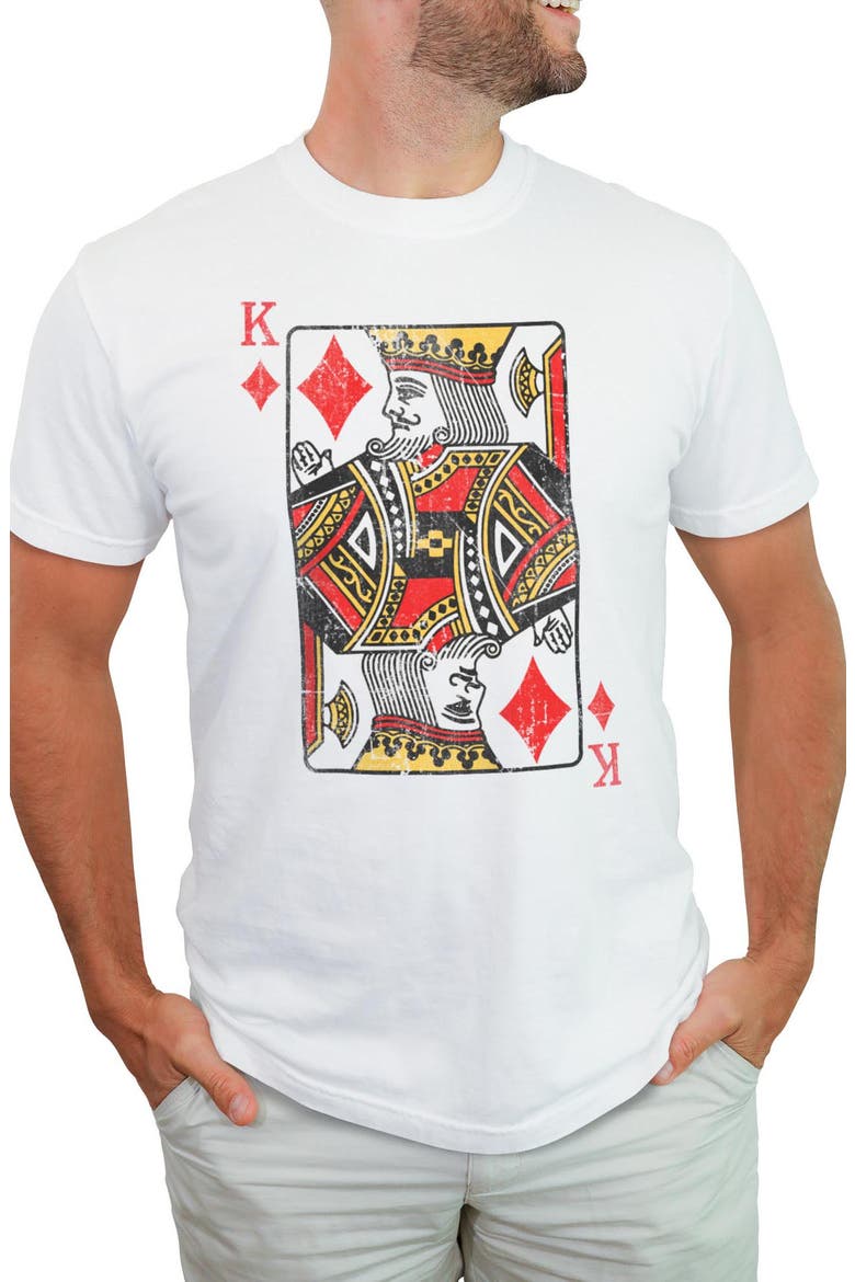 Men's Lost Gods King of Diamonds Playing Card  Graphic T-Shirt, Main, color, White