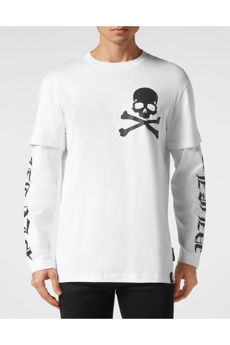 T-Shirt Round Neck Gothic Plein Men, Main, color, white