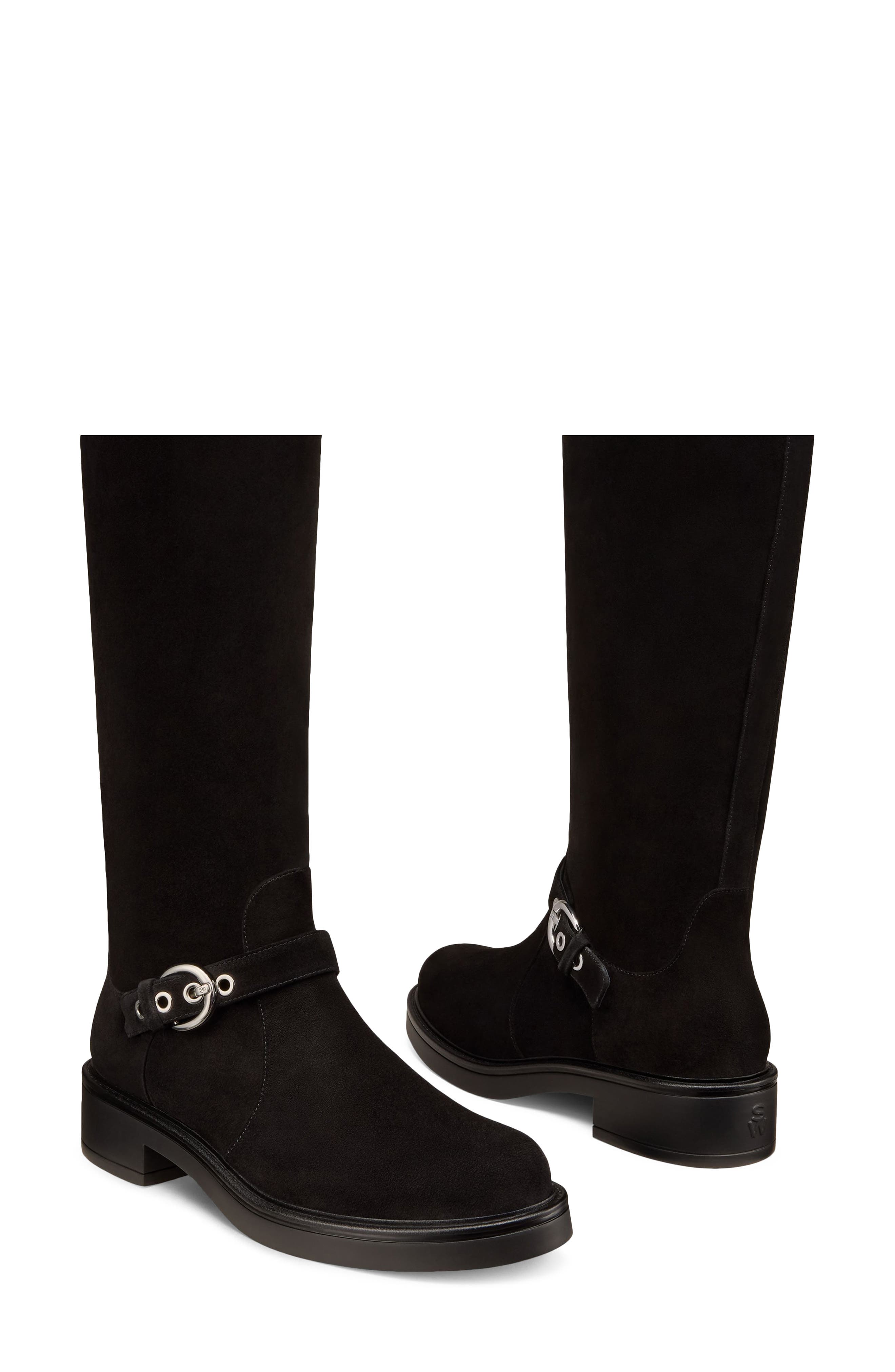 Chrystie Buckle Boot, Alternate, color, BLACK