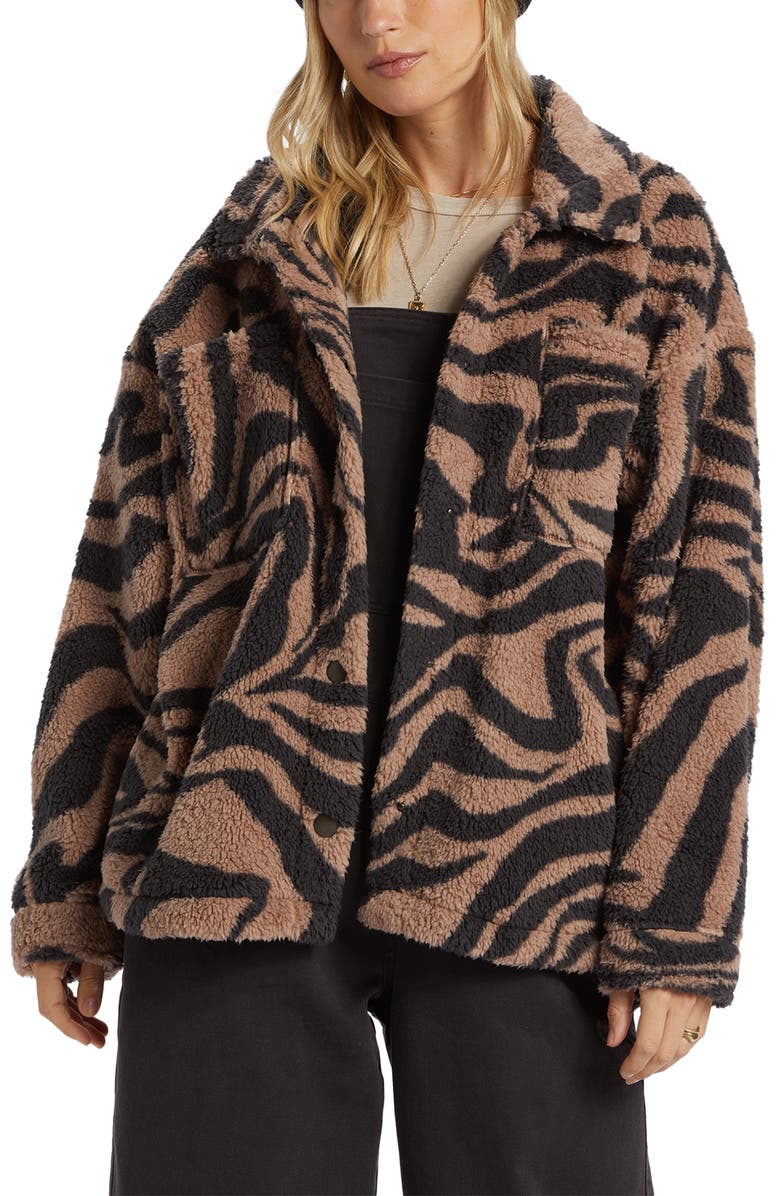 Billabong Sundown High Pile Fleece Snap-Up Jacket, Main, color, 
