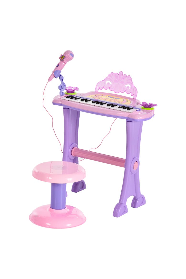 32-Key Kids Electronic Piano (Princess), Stool, MP3, Record, Microphone, Main, color, Pink