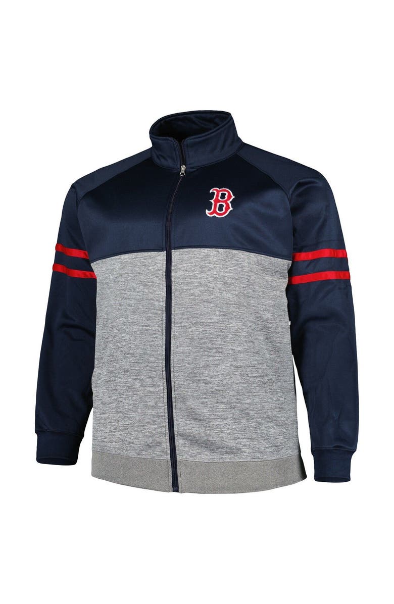 PROFILE Men's Navy/Heather Gray Boston Red Sox Big & Tall Raglan Full-Zip Track Jacket, Alternate, color, Navy