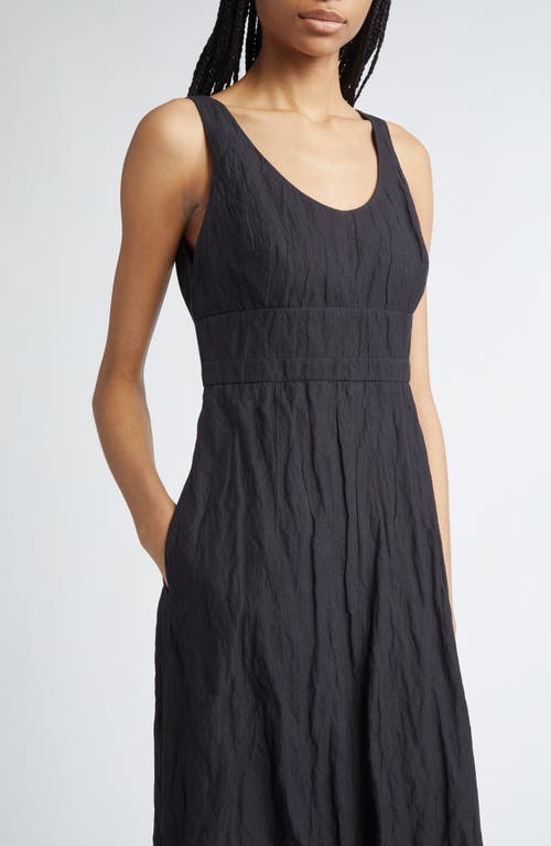 Partow Camden Metallic Crinkle Cotton Midi Dress In Black