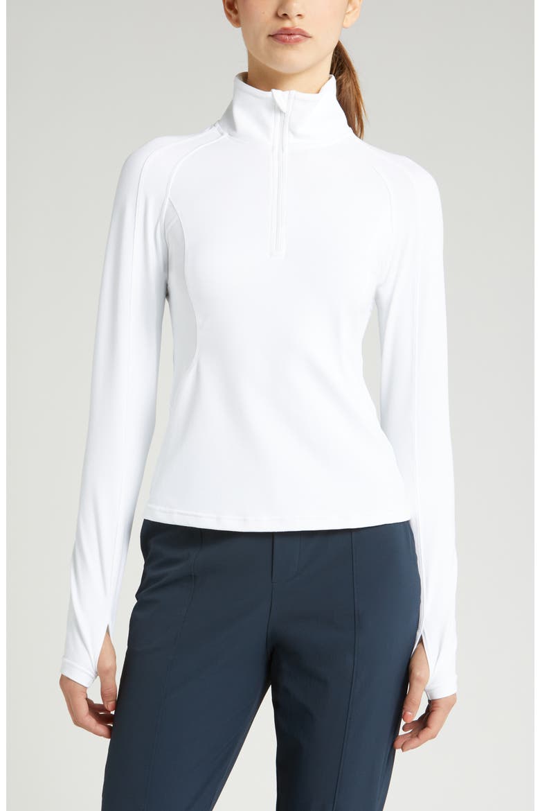 Replay Piqué Quarter Zip Top, Alternate, color, WHITE
